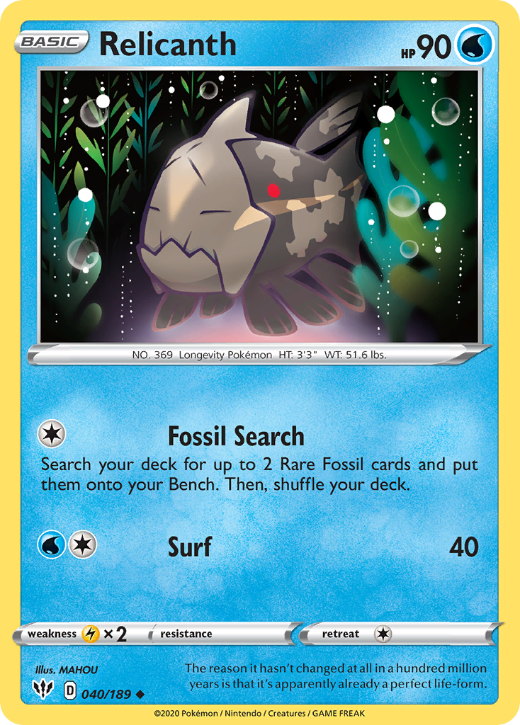 Relicanth (040/189) [Sword & Shield: Darkness Ablaze] | Amazing Games TCG