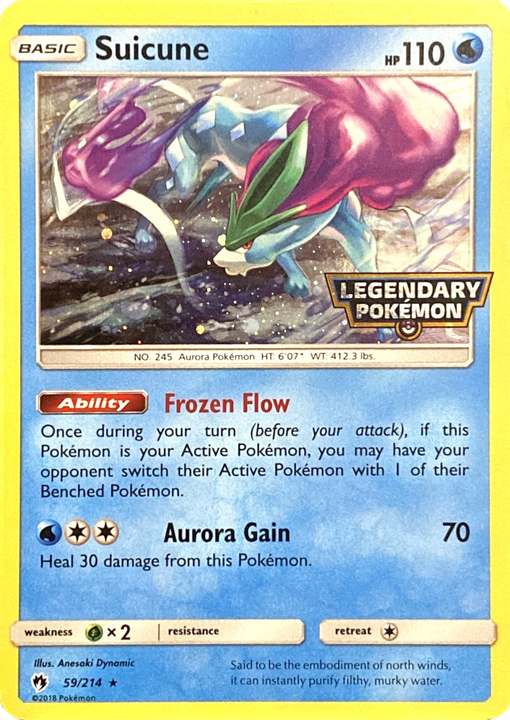 Suicune (59/214) (Legendary Pokemon Stamped) [Sun & Moon: Lost Thunder] | Amazing Games TCG