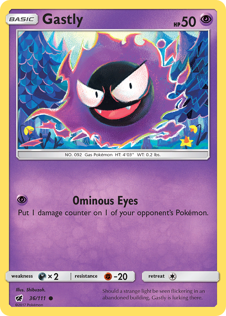 Gastly (36/111) [Sun & Moon: Crimson Invasion] | Amazing Games TCG