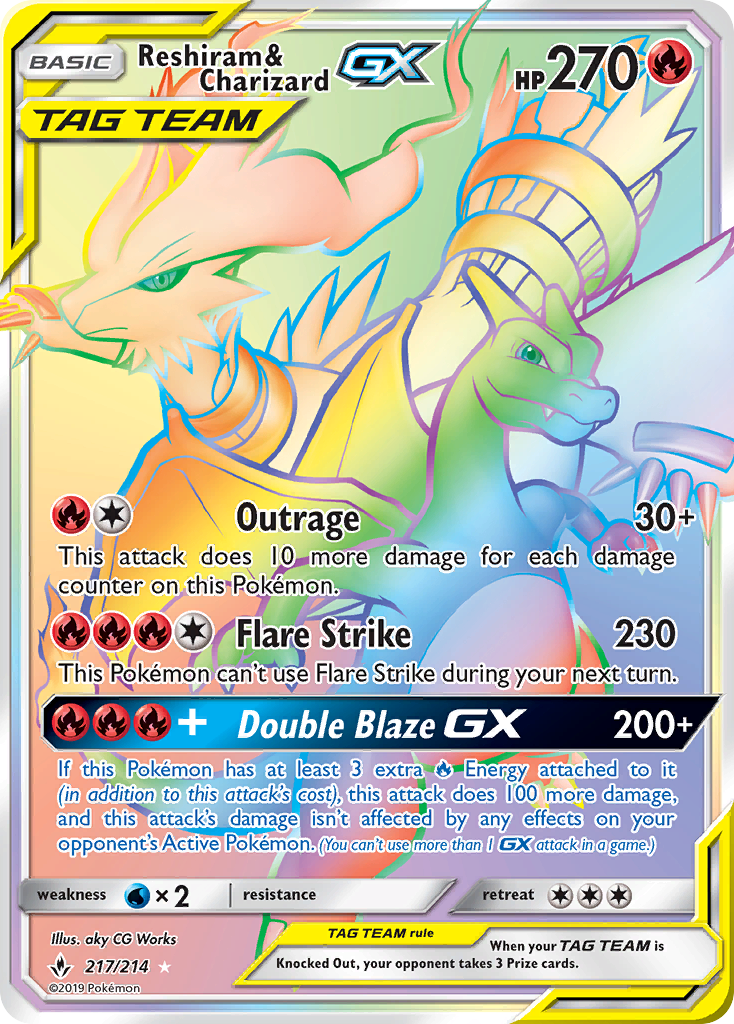 Reshiram & Charizard GX (217/214) [Sun & Moon: Unbroken Bonds] | Amazing Games TCG