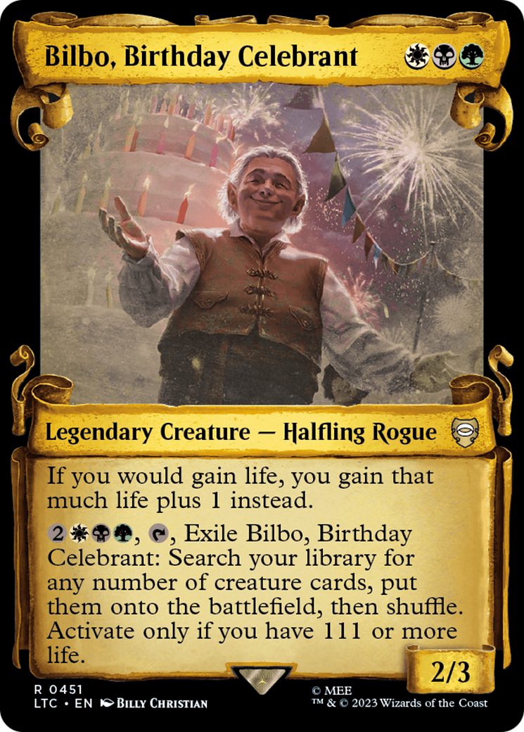 Bilbo, Birthday Celebrant [The Lord of the Rings: Tales of Middle-Earth Commander Showcase Scrolls] | Amazing Games TCG