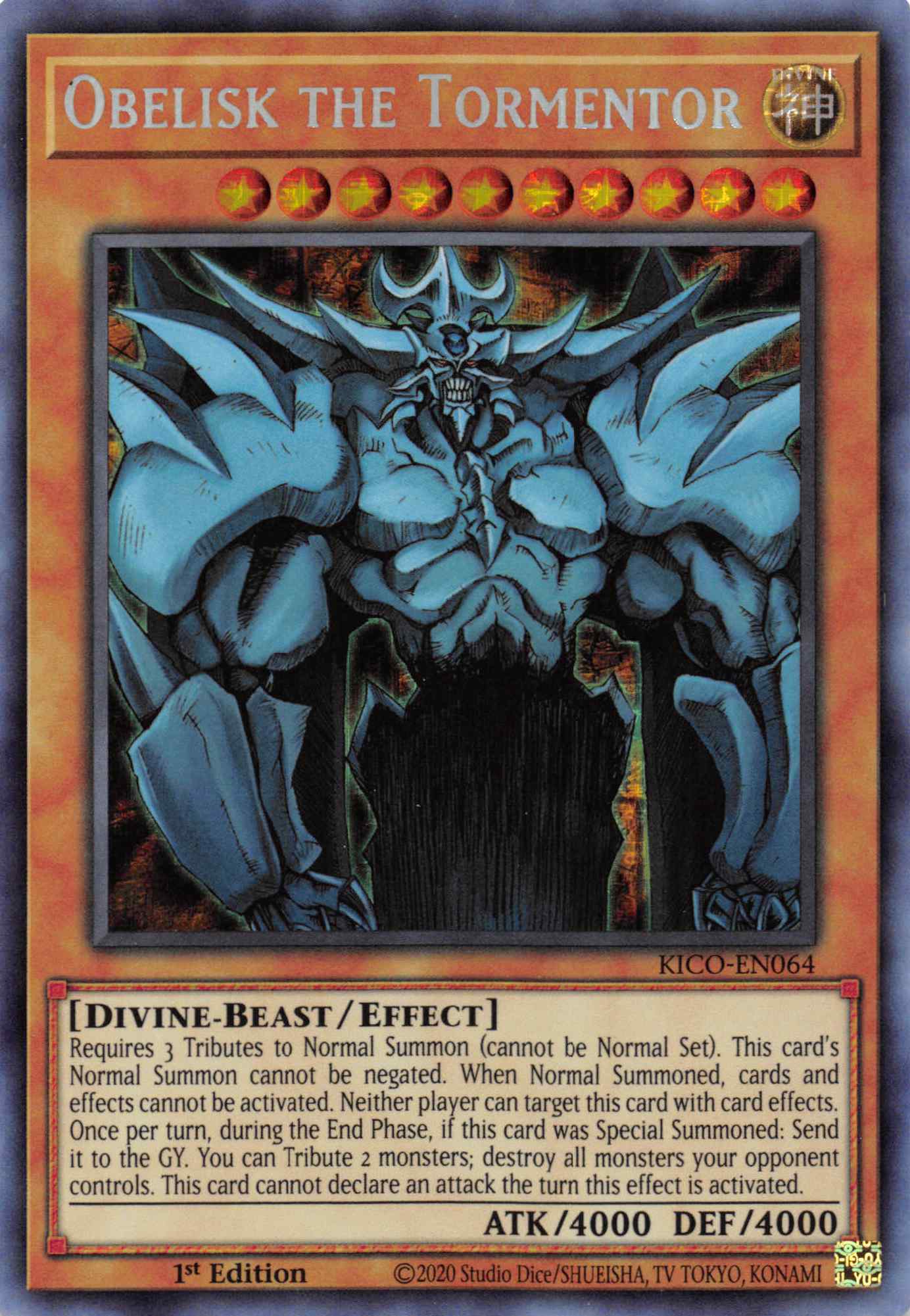 Obelisk the Tormentor (Secret Pharaoh's Rare) [KICO-EN064] Secret Pharaoh’s Rare | Amazing Games TCG