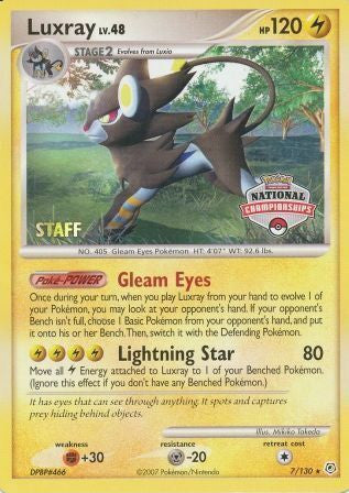 Luxray (7/130) (National Championships) (Staff) [Diamond & Pearl: Base Set] | Amazing Games TCG