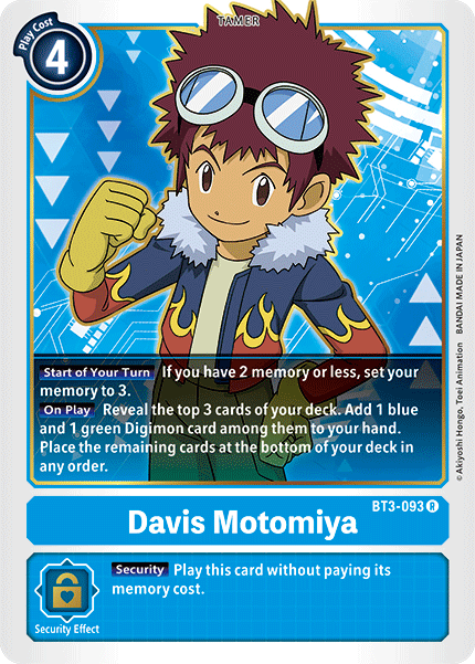 Davis Motomiya [BT3-093] [Release Special Booster Ver.1.5] | Amazing Games TCG