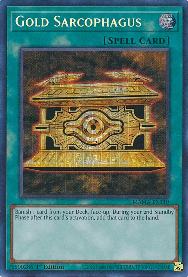 Gold Sarcophagus [MAMA-EN110] Secret Pharaoh's Rare | Amazing Games TCG