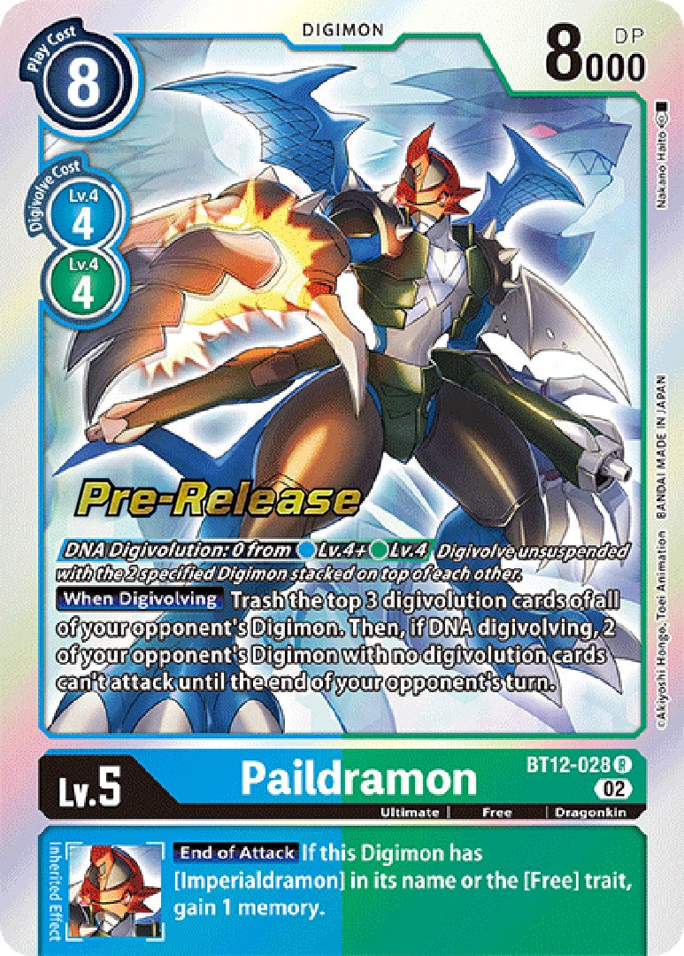 Paildramon [BT12-028] [Across Time Pre-Release Cards] | Amazing Games TCG