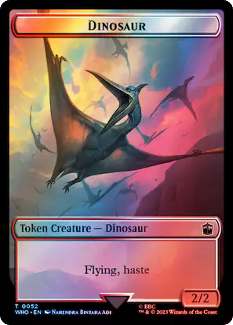 Human Rogue // Dinosaur Double-Sided Token (Surge Foil) [Doctor Who Tokens] | Amazing Games TCG