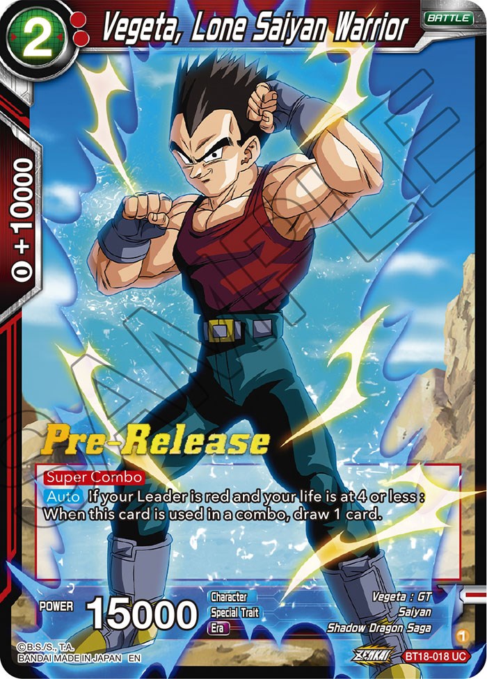 Vegeta, Lone Saiyan Warrior (BT18-018) [Dawn of the Z-Legends Prerelease Promos] | Amazing Games TCG