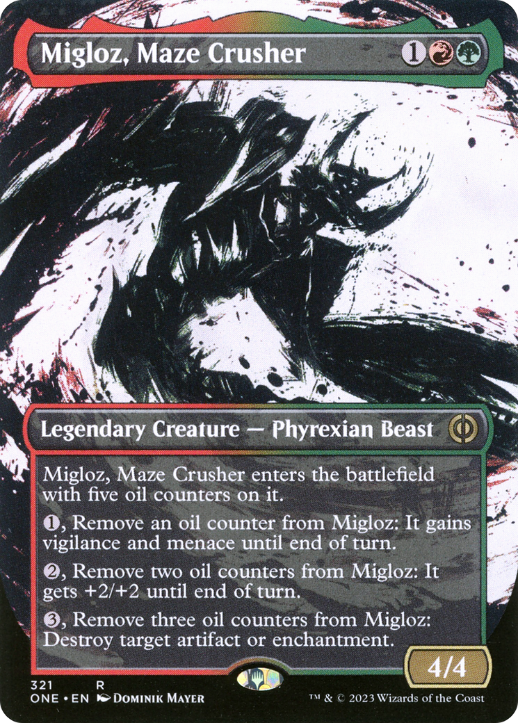 Migloz, Maze Crusher (Borderless Ichor) [Phyrexia: All Will Be One] | Amazing Games TCG