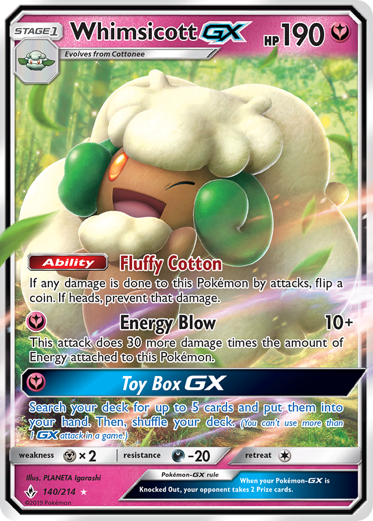 Whimsicott GX (140/214) [Sun & Moon: Unbroken Bonds] | Amazing Games TCG