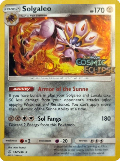 Solgaleo (142/236) (Cosmos Holo) [Sun & Moon: Cosmic Eclipse] | Amazing Games TCG