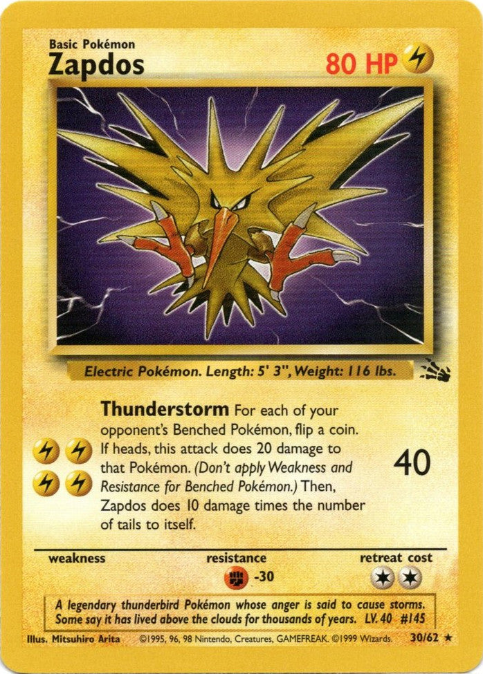 Zapdos (30/62) [Fossil Unlimited] | Amazing Games TCG