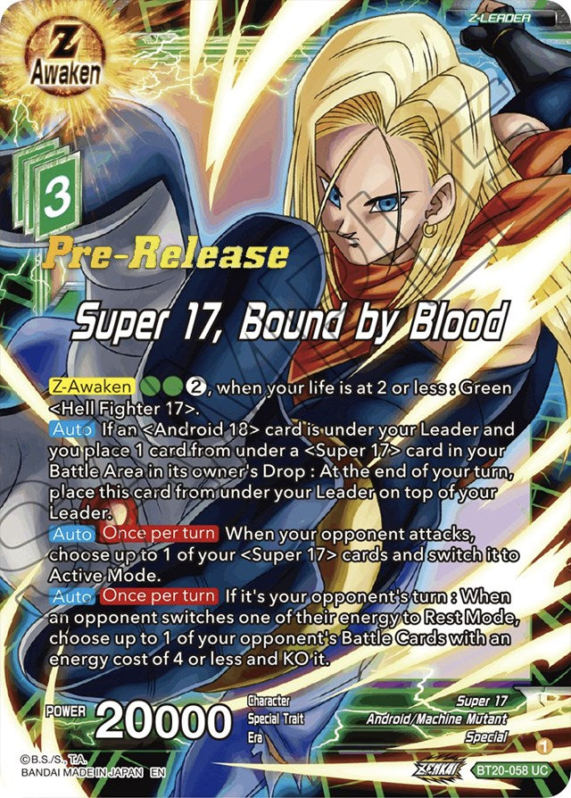 Super 17, Bound by Blood (BT20-058) [Power Absorbed Prerelease Promos] | Amazing Games TCG