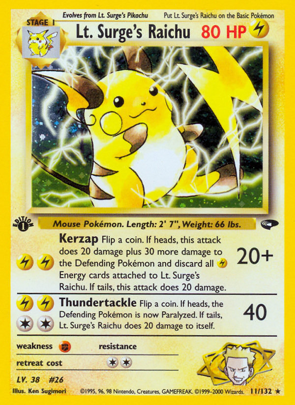 Lt. Surge's Raichu (11/132) [Gym Challenge 1st Edition] | Amazing Games TCG