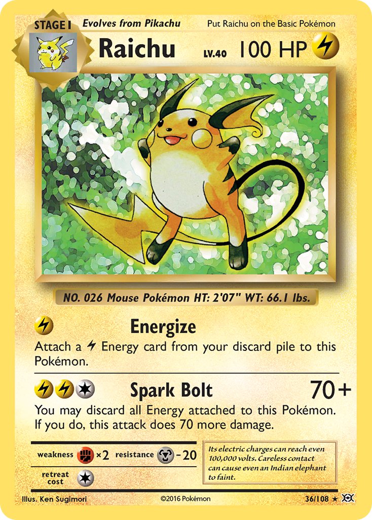 Raichu (36/108) (Theme Deck Exclusive) [XY: Evolutions] | Amazing Games TCG