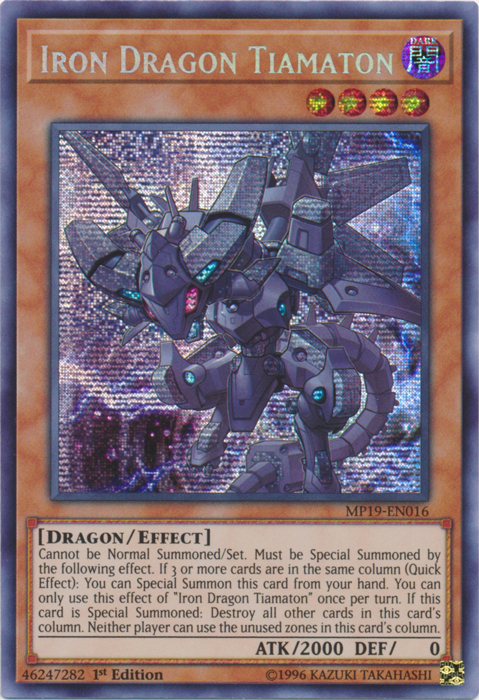 Iron Dragon Tiamaton [MP19-EN016] Prismatic Secret Rare | Amazing Games TCG