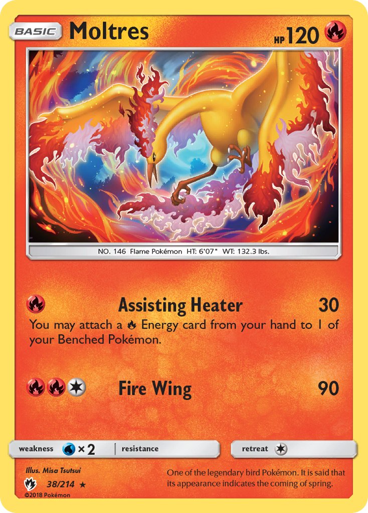 Moltres (38/214) (Let's Play, Eevee) Cracked Ice Holo) (Theme Deck Exclusive) [Sun & Moon: Lost Thunder] | Amazing Games TCG