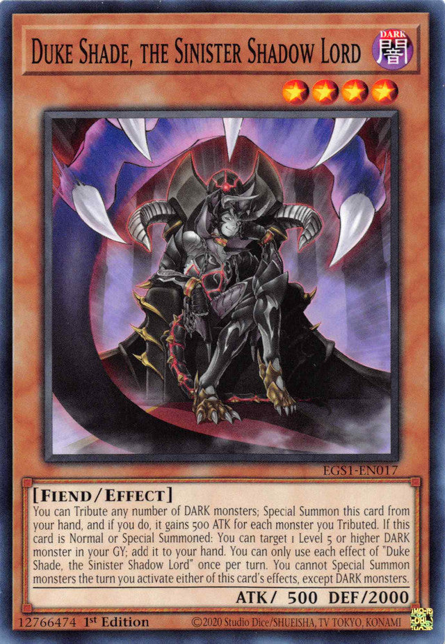 Duke Shade, the Sinister Shadow Lord [EGS1-EN017] Common | Amazing Games TCG