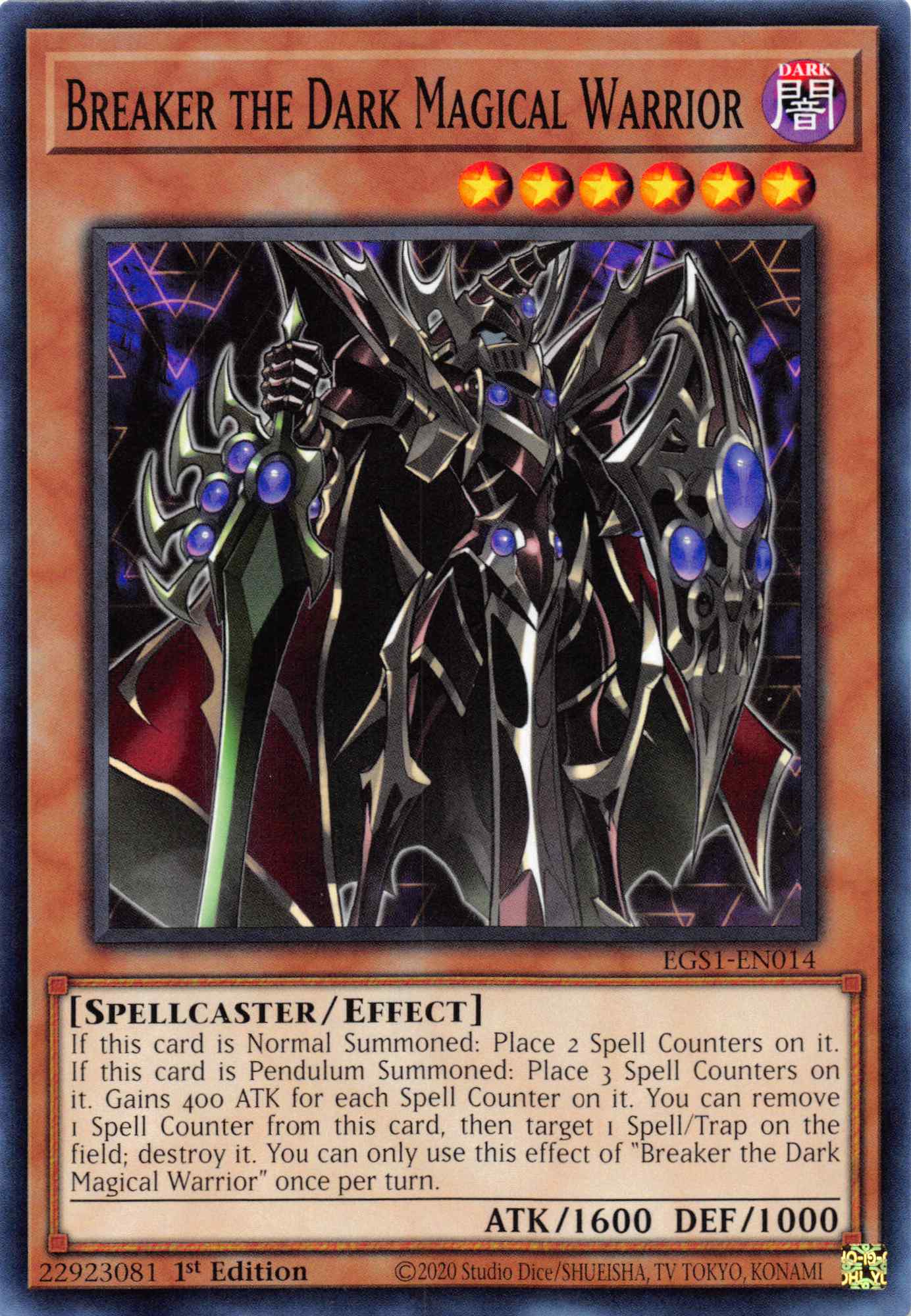 Breaker the Dark Magical Warrior [EGS1-EN014] Common | Amazing Games TCG