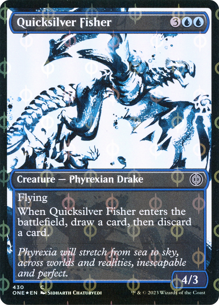 Quicksilver Fisher (Showcase Ichor Step-and-Compleat Foil) [Phyrexia: All Will Be One] | Amazing Games TCG