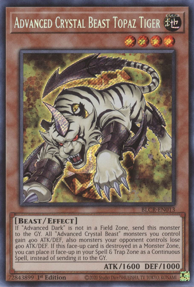 Advanced Crystal Beast Topaz Tiger [BLCR-EN013] Secret Rare | Amazing Games TCG