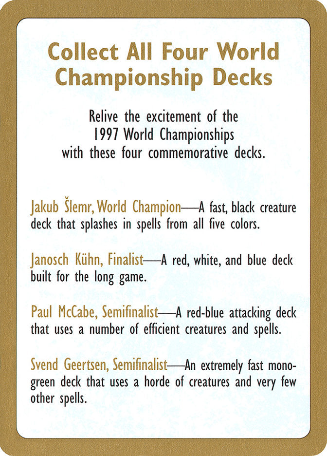 1997 World Championships Ad [World Championship Decks 1997] | Amazing Games TCG