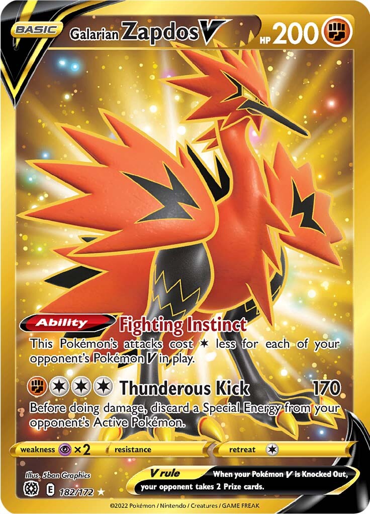 Galarian Zapdos V (182/172) [Sword & Shield: Brilliant Stars] | Amazing Games TCG