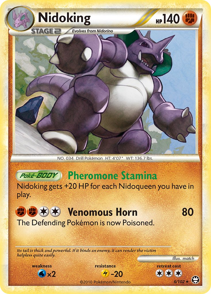 Nidoking (6/102) (Cracked Ice Holo) (Theme Deck Exclusive) [HeartGold & SoulSilver: Triumphant] | Amazing Games TCG