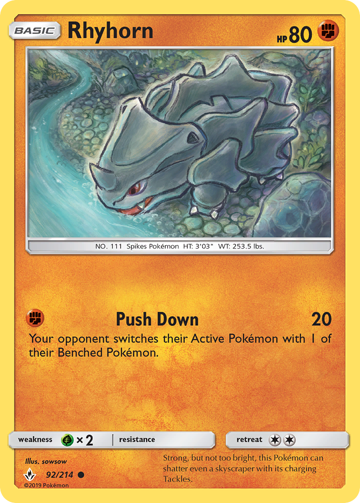 Rhyhorn (92/214) [Sun & Moon: Unbroken Bonds] | Amazing Games TCG