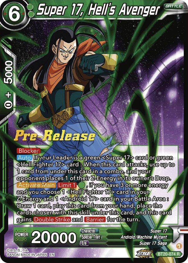 Super 17, Hell's Avenger (BT20-074) [Power Absorbed Prerelease Promos] | Amazing Games TCG