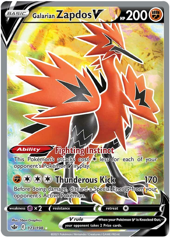 Galarian Zapdos V (173/198) [Sword & Shield: Chilling Reign] | Amazing Games TCG