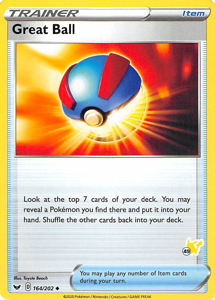 Great Ball (164/202) (Pikachu Stamp #49) [Battle Academy 2022] | Amazing Games TCG