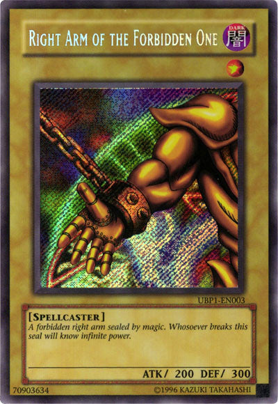 Right Arm of the Forbidden One [UBP1-EN003] Secret Rare | Amazing Games TCG