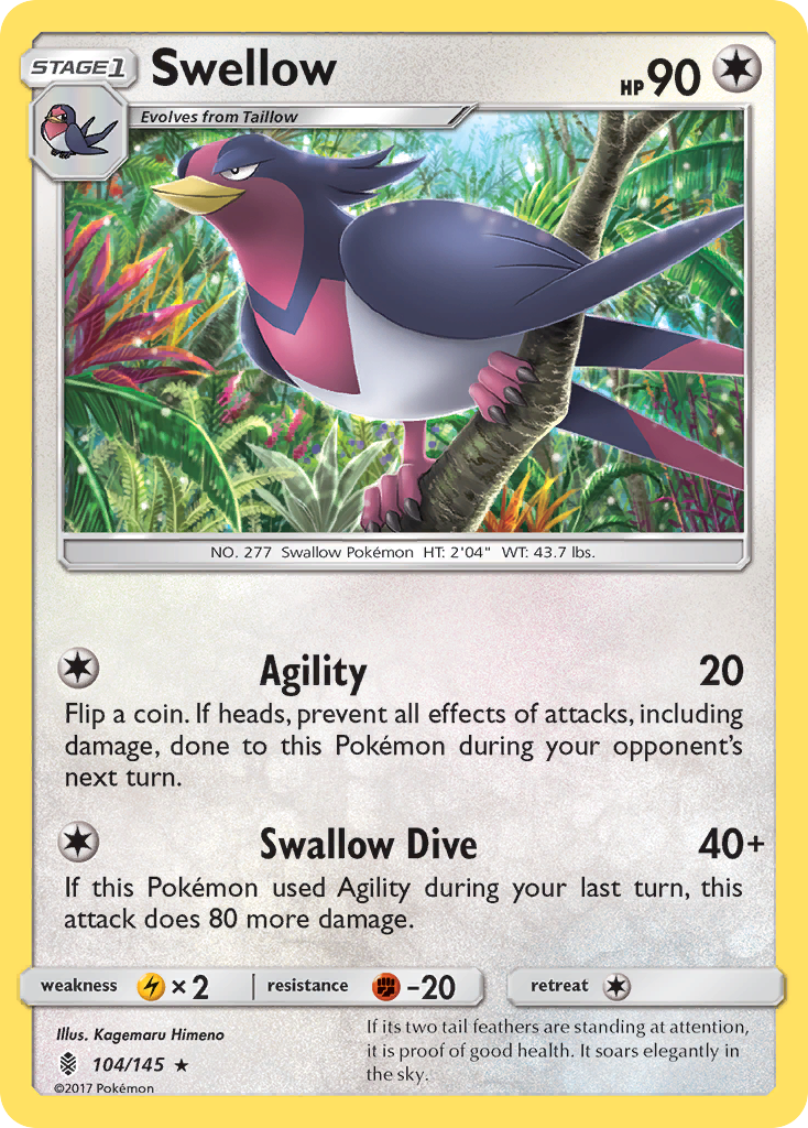 Swellow (104/145) [Sun & Moon: Guardians Rising] | Amazing Games TCG