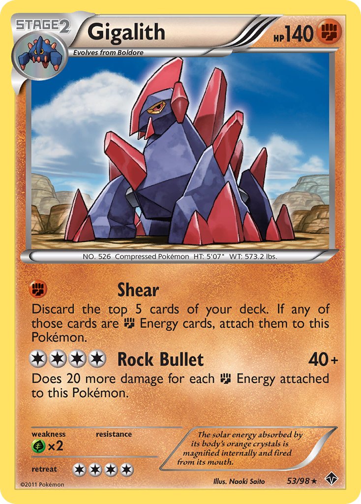 Gigalith (53/98) (Cracked Ice Holo) (Blister Exclusive) [Black & White: Emerging Powers] | Amazing Games TCG