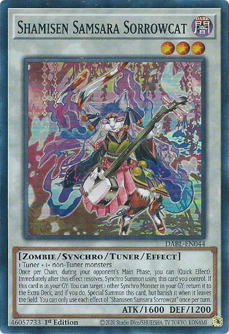 Shamisen Samsara Sorrowcat [DABL-EN044] Super Rare | Amazing Games TCG