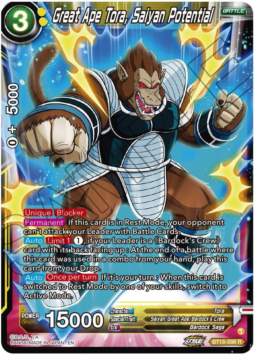 Great Ape Tora, Saiyan Potential (BT18-098) [Dawn of the Z-Legends] | Amazing Games TCG