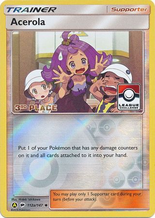 Acerola (112a/147) (League Promo 3rd Place) [Sun & Moon: Burning Shadows] | Amazing Games TCG