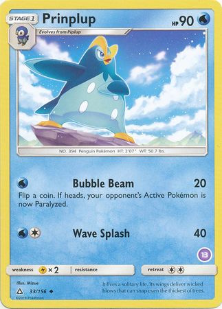 Prinplup (33/156) (Deck Exclusive #13) [Sun & Moon: Trainer Kit - Alolan Sandslash] | Amazing Games TCG