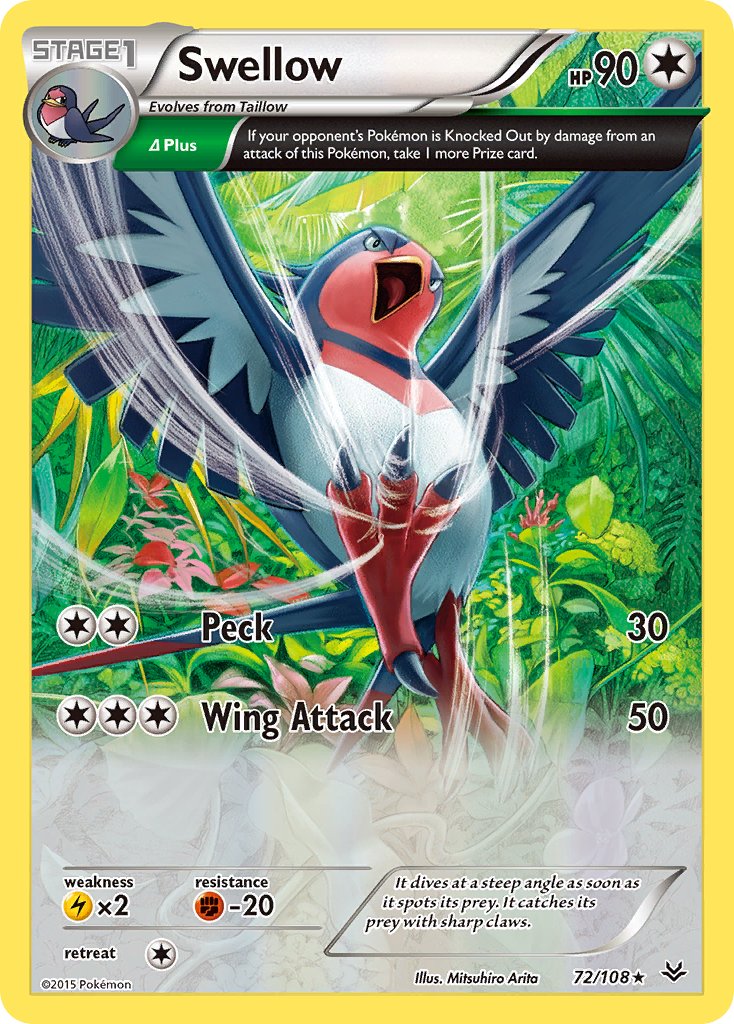 Swellow (72/108) (Theme Deck Exclusive) [XY: Roaring Skies] | Amazing Games TCG