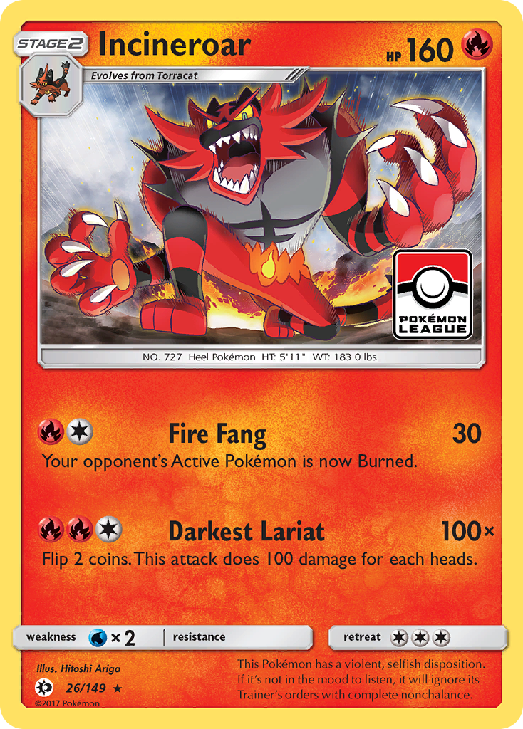 Incineroar (26/149) [Sun & Moon: Base Set] | Amazing Games TCG