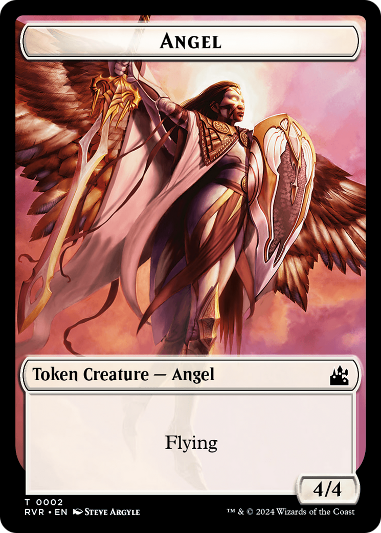 Elf Knight // Angel (0002) Double-Sided Token [Ravnica Remastered Tokens] | Amazing Games TCG