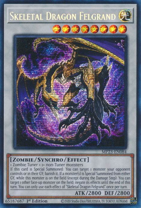 Skeletal Dragon Felgrand [MP23-EN084] Prismatic Secret Rare | Amazing Games TCG