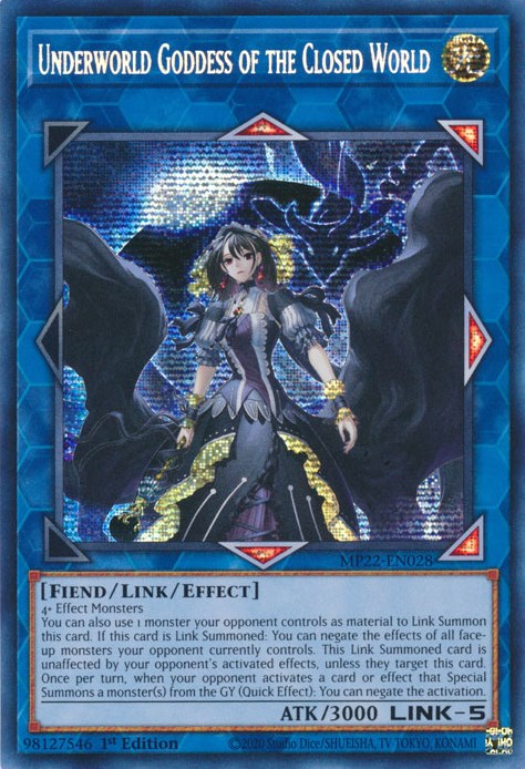 Underworld Goddess of the Closed World [MP22-EN028] Prismatic Secret Rare | Amazing Games TCG