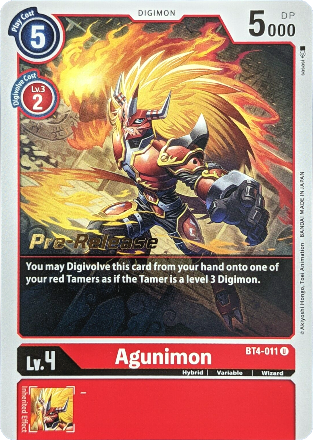 Agunimon [BT4-011] [Great Legend Pre-Release Promos] | Amazing Games TCG