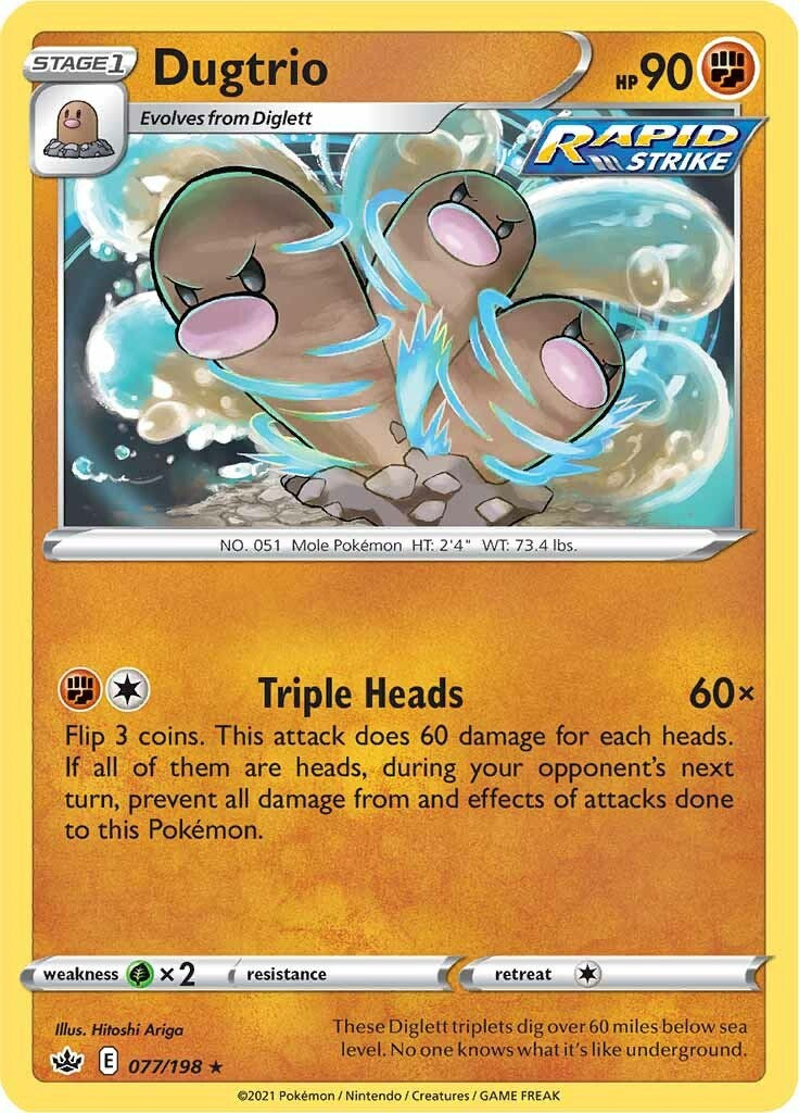 Dugtrio (077/198) [Sword & Shield: Chilling Reign] | Amazing Games TCG