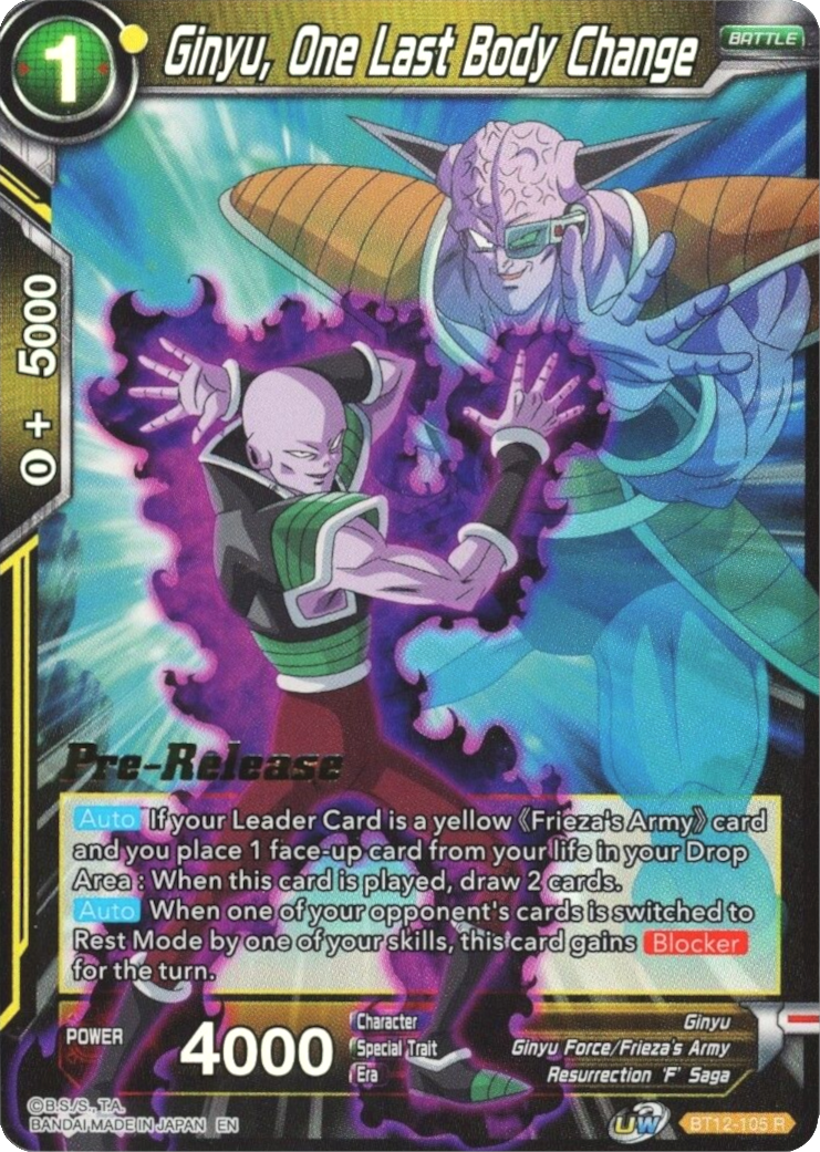 Ginyu, One Last Body Change (BT12-105) [Vicious Rejuvenation Prerelease Promos] | Amazing Games TCG