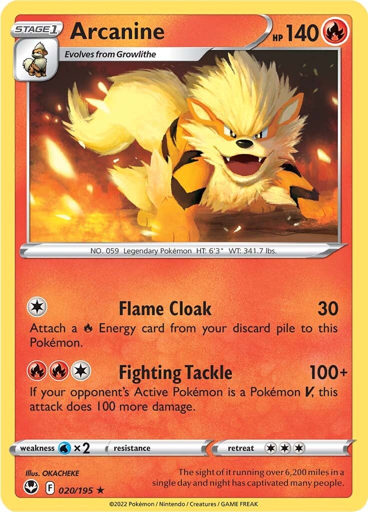 Arcanine (020/195) [Sword & Shield: Silver Tempest] | Amazing Games TCG
