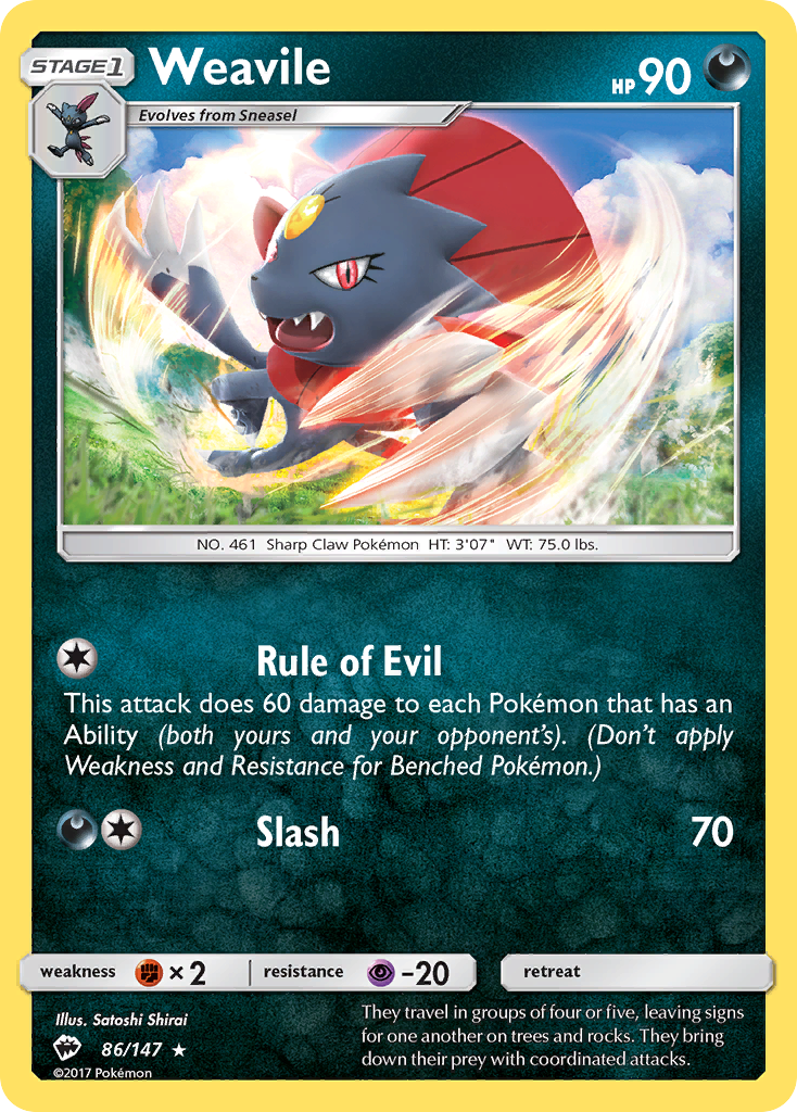 Weavile (86/147) [Sun & Moon: Burning Shadows] | Amazing Games TCG