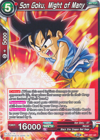 Son Goku, Might of Many (DB1-001) [Dragon Brawl] | Amazing Games TCG